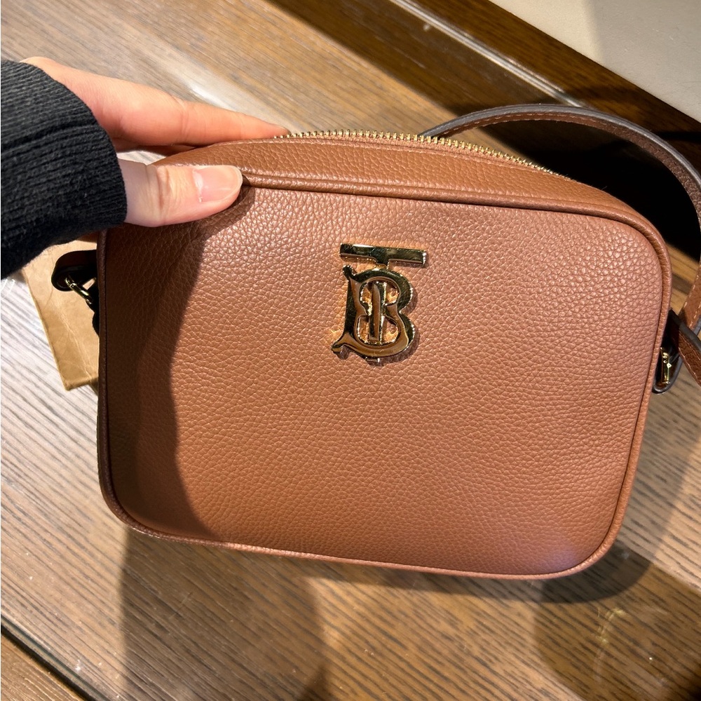 Burberry Small Camera TB Logo Bag Crossbody (tan)